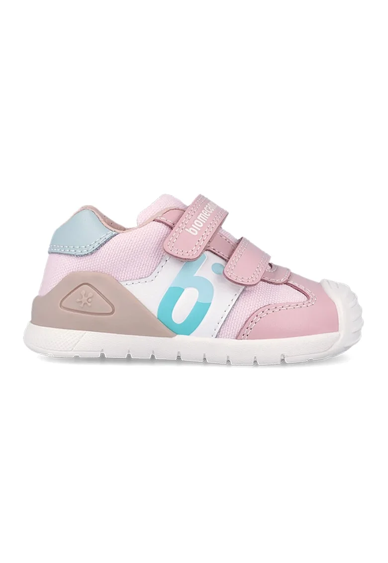 Pantofi sport din material textil cu garnituri de piele, Alb murdar/Albastru deschis/Roz prafuit