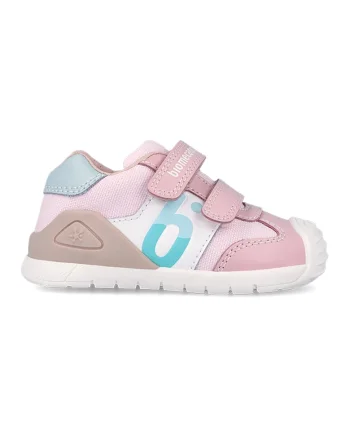 Pantofi sport din material textil cu garnituri de piele, Alb murdar/Albastru deschis/Roz prafuit