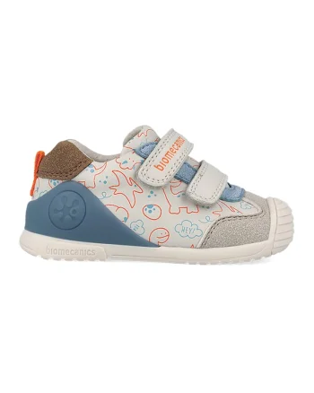Tenisi cu inchidere velcro si model, Albastru inchis/Portocaliu mandarina/Verde pal