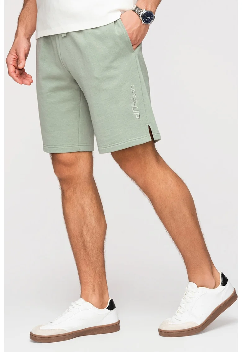 Pantaloni scurti regular fit cu snururi de ajustare, Gri cenusiu