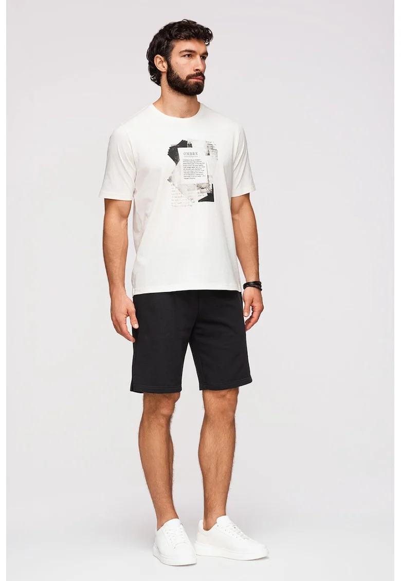 Pantaloni scurti regular fit cu snururi de ajustare, Negru
