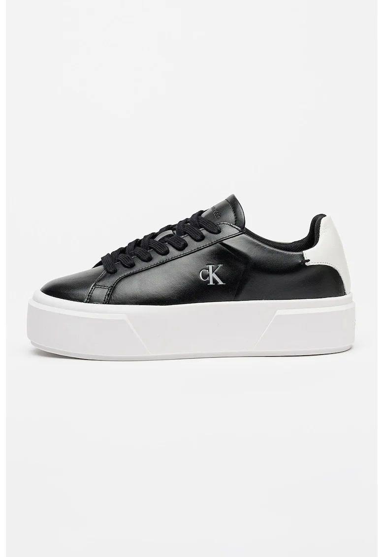 Pantofi sport flatform din piele cu logo Sienna, Alb/Negru