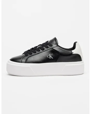 Pantofi sport flatform din piele cu logo Sienna, Alb/Negru