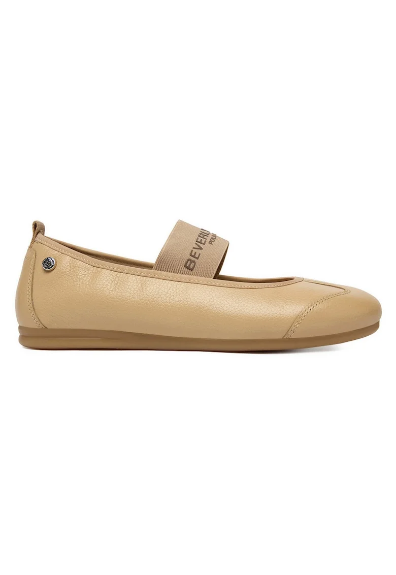 Balerini dama,  piele naturala, bej, Bej
