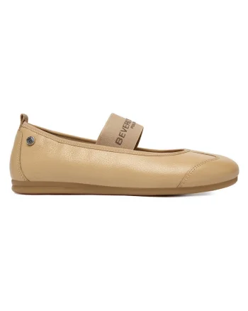 Balerini dama,  piele naturala, bej, Bej