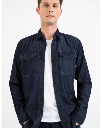Camasa slim fit din denim Marine, Albastru ultramarin