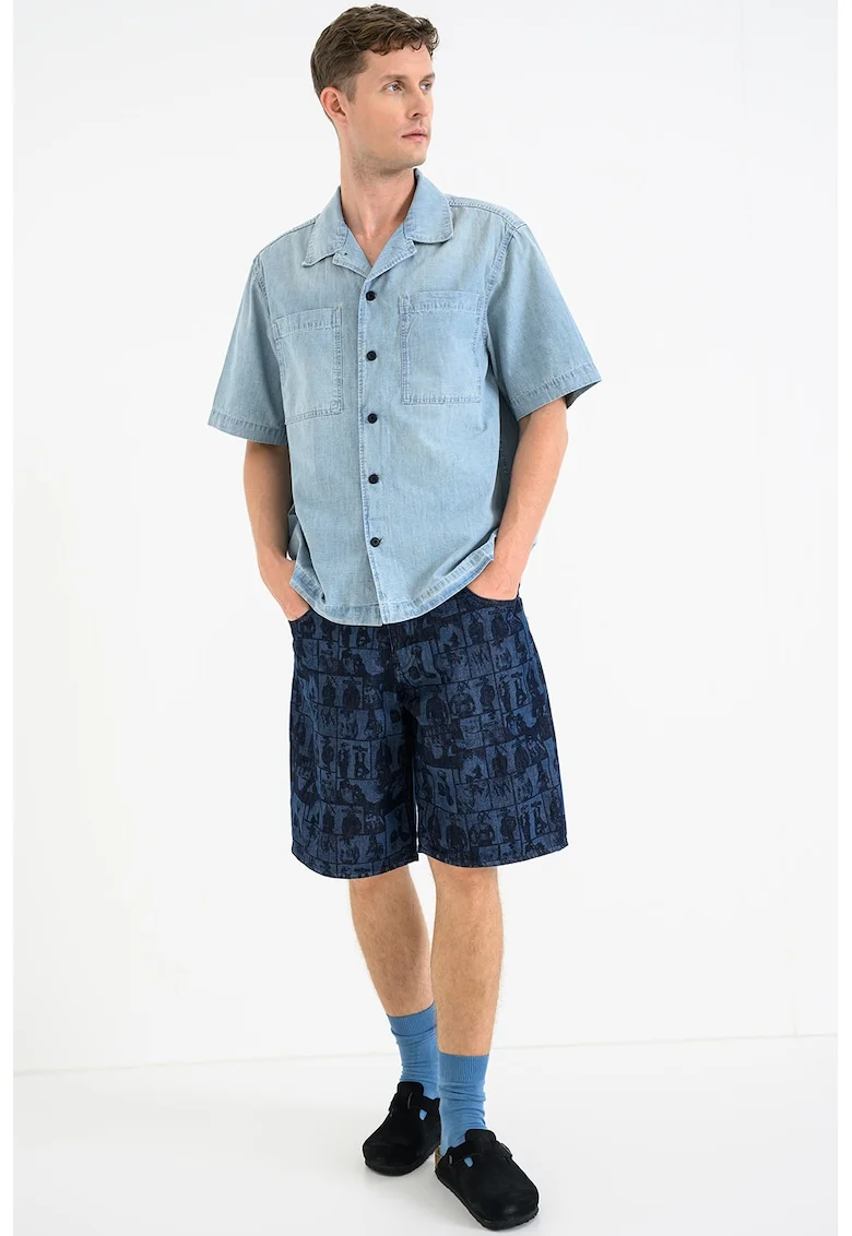 Camasa din material chambray Bowling, Albastru deschis
