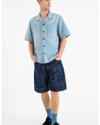Camasa din material chambray Bowling, Albastru deschis