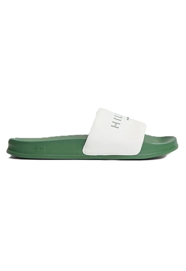 Papuci barbati,  Sintetic, Verde, Verde
