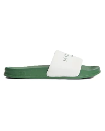 Papuci barbati,  Sintetic, Verde, Verde