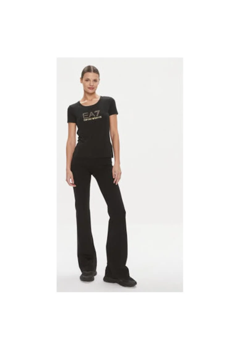 Tricou dama  Emporio Armani, 8NTT67 TJDQZ, Bumbac/Modal, Negru, Negru