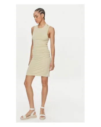 Rochie de vara Dama,  Bej, 67% modal, 27% poliester, 4% elastan,