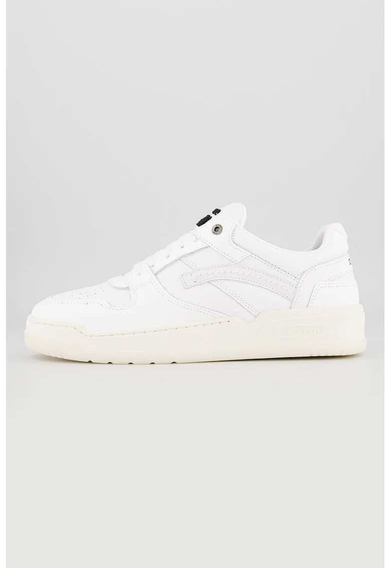 Pantofi sport low-cut de piele Grid Lea, Alb murdar