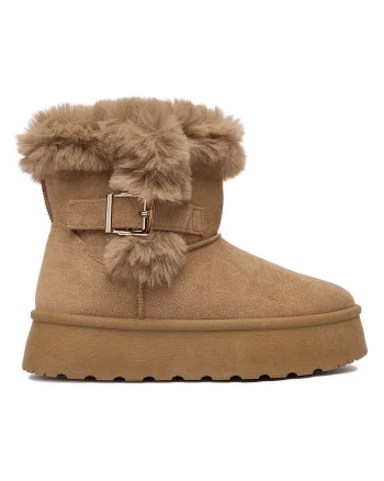 Botine femeie,  textil, bej,
