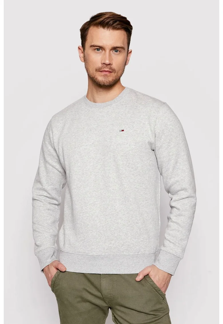 Bluza de trening din amestec de bumbac organic cu decolteu la baza gatului