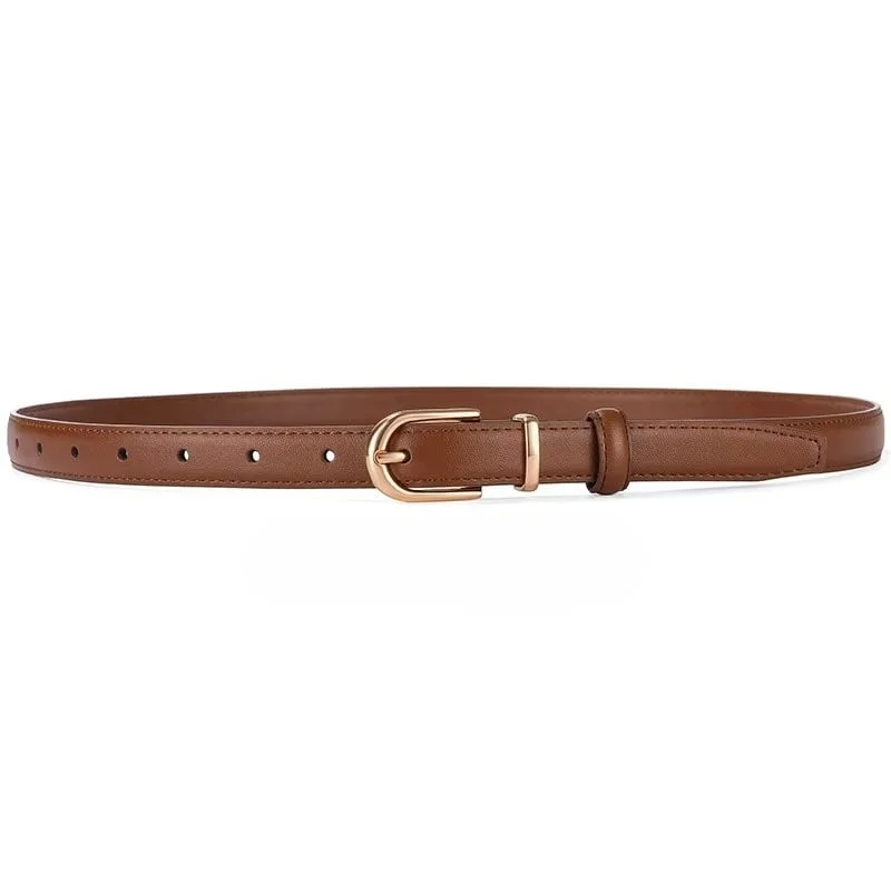 Curea dama C-187, piele naturala, Maro