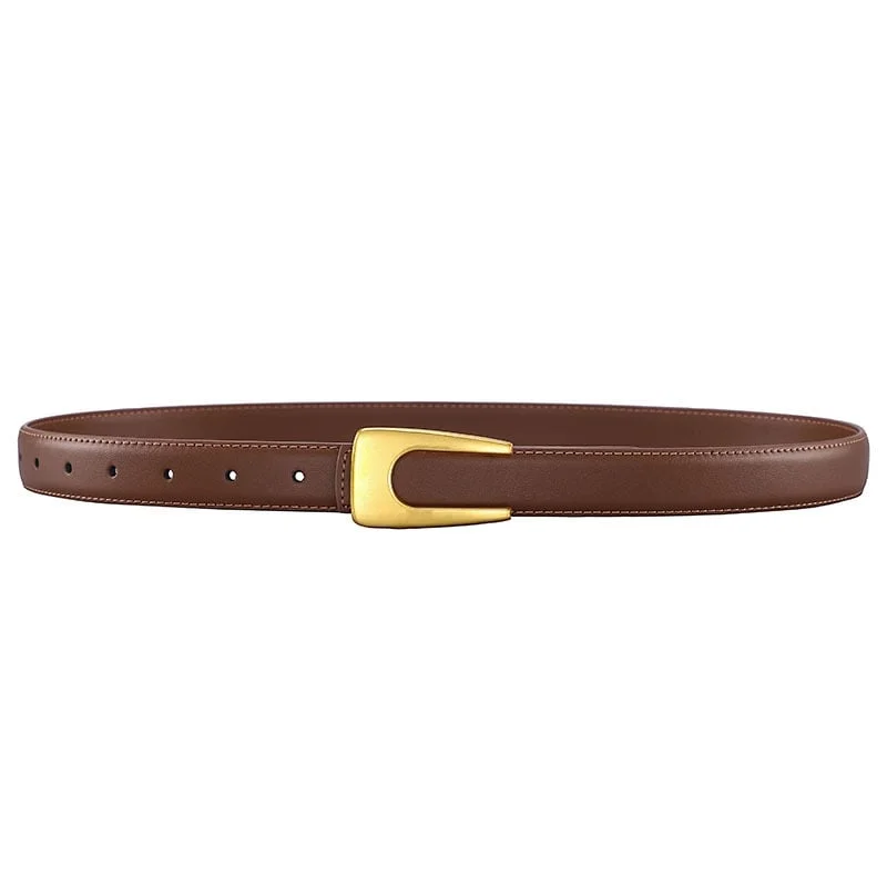Curea dama C-189, piele naturala, Maro