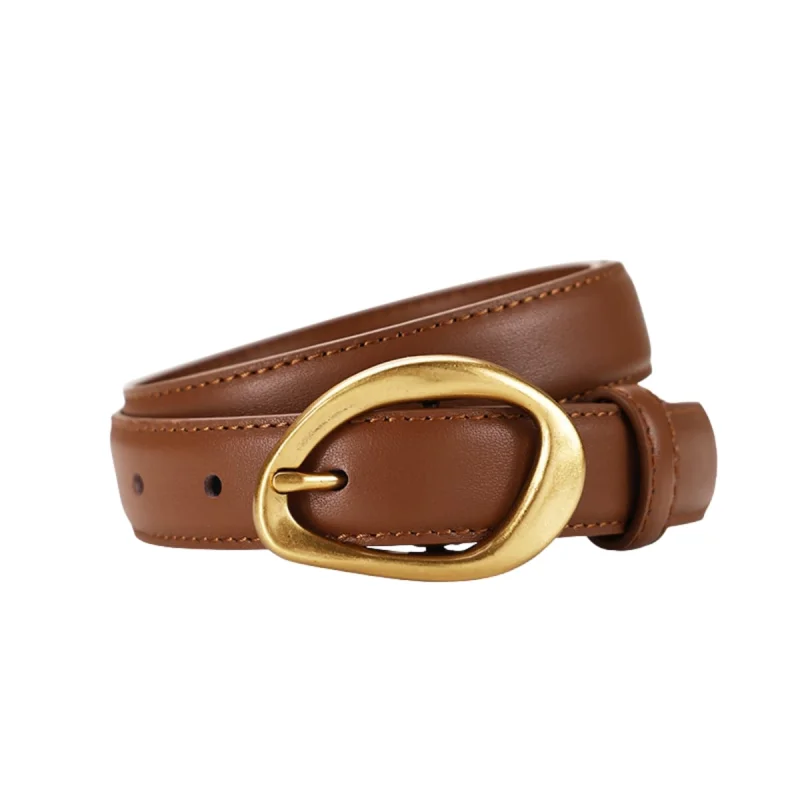 Curea dama C-193, piele naturala, Maro