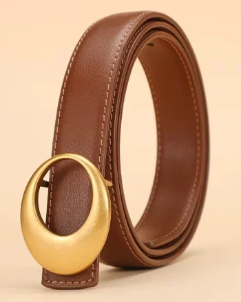 Curea dama C-197, piele naturala, Maro