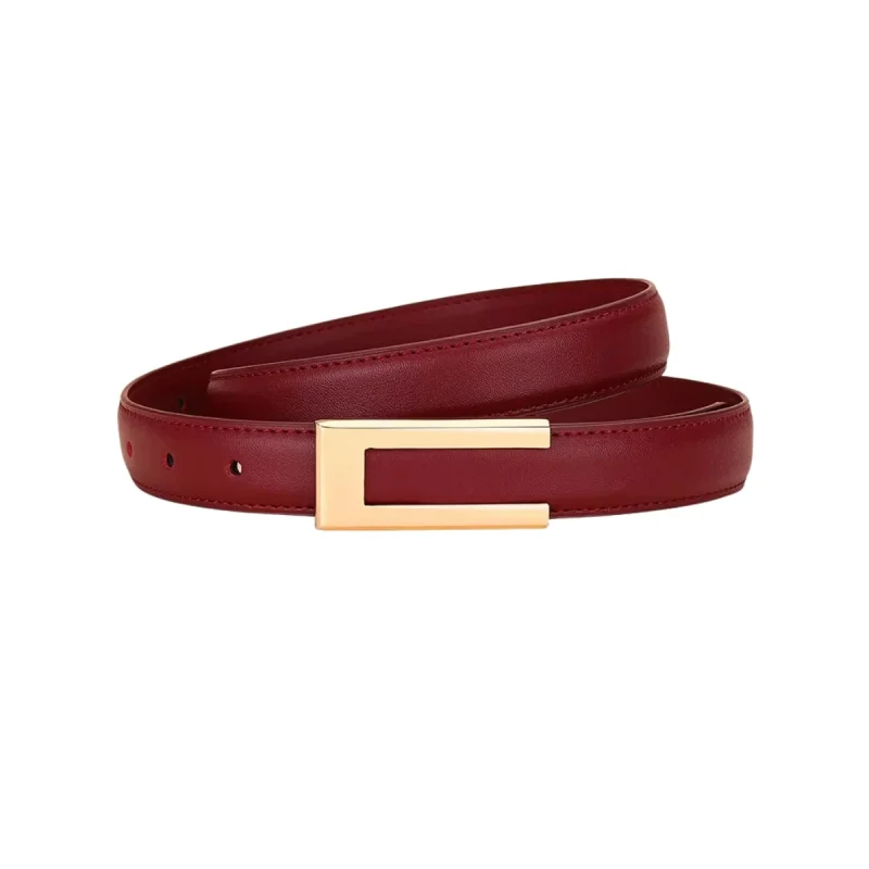 Curea dama C-206, piele naturala, Rosie