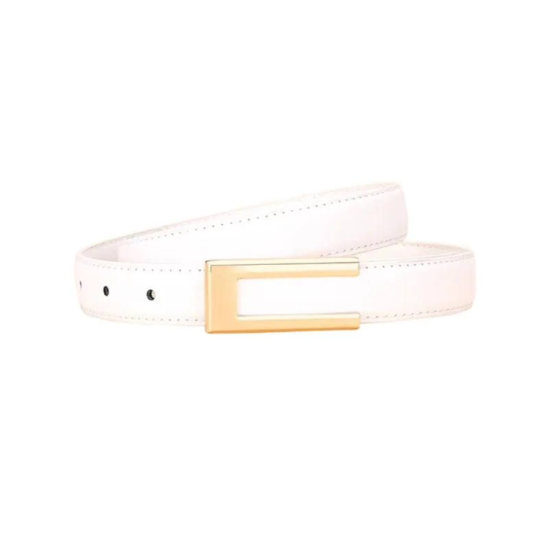 Curea dama C-208, piele naturala, Alba