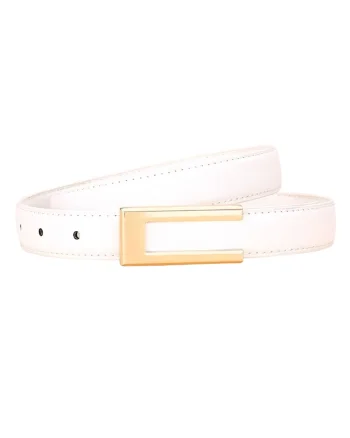 Curea dama C-208, piele naturala, Alba