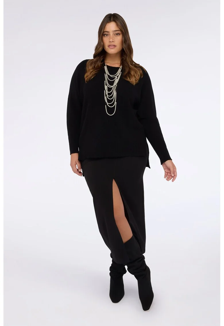 Pulover cu slituri laterale, Negru