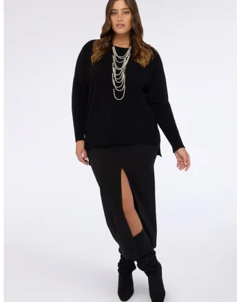 Pulover cu slituri laterale, Negru
