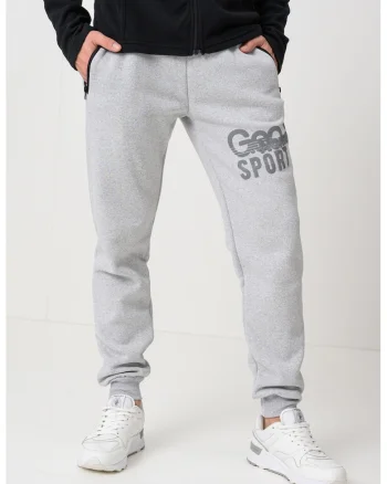 Pantaloni de trening cu buzunare cu fermoar Mister, Gri deschis melange