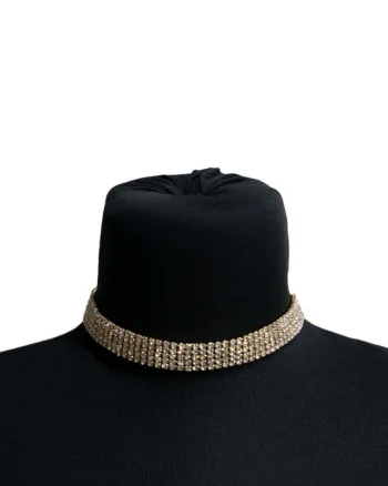 Colier Choker cu pietre semipretioase, la baza gatului, auriu, CK016