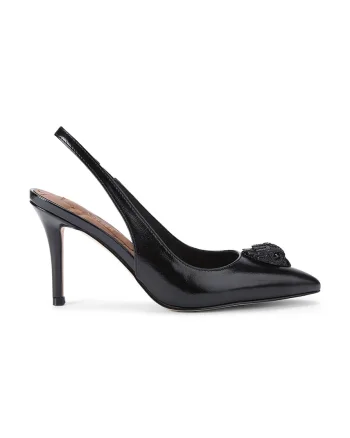 Kurt Geiger London pantofi cu toc stiletto din piele Belgravia High Sling Dr Black Patent