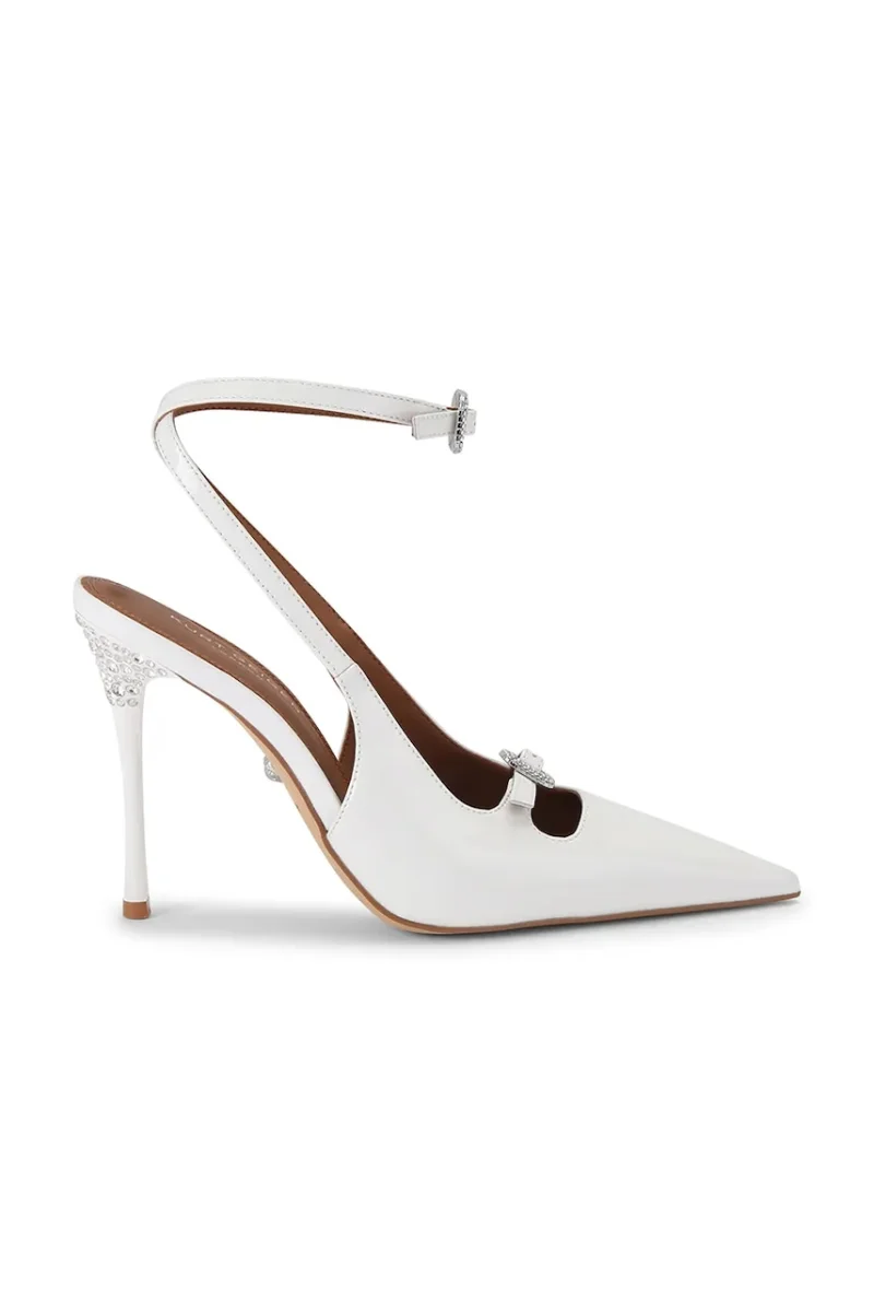 Kurt Geiger London pantofi cu toc stiletto din piele Buckle Point Court White