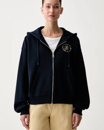 Tommy Hilfiger hanorac cu fermoar și glugă pentru femei din bumbac