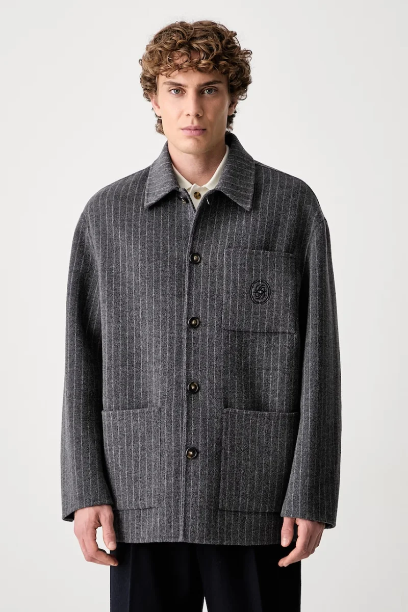 Drôle de Monsieur cămașă pentru bărbați cu lână Pinstripe