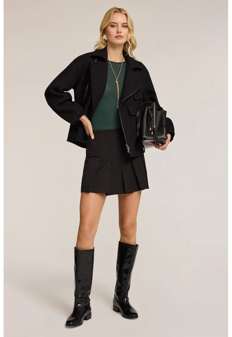 Fusta mini cu pliuri, Negru