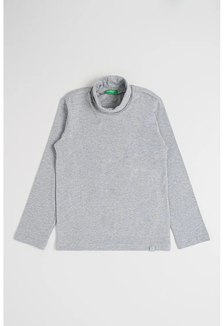Bluza din amestec de bumbac cu guler inalt, Gri deschis melange