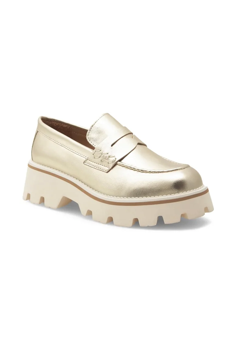 Mocasini dama,  513957, Piele naturala, Auriu