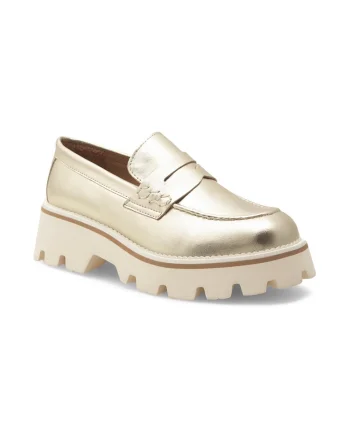 Mocasini dama,  513957, Piele naturala, Auriu