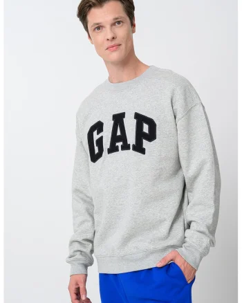 Bluza de trening din bumbac cu logo, Gri deschis melange
