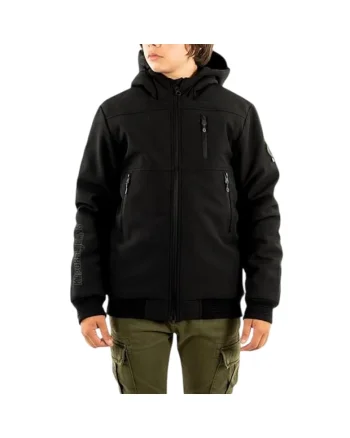 Geaca bomber  neagra, cu gluga, pentru tineret, izolatie, poliester