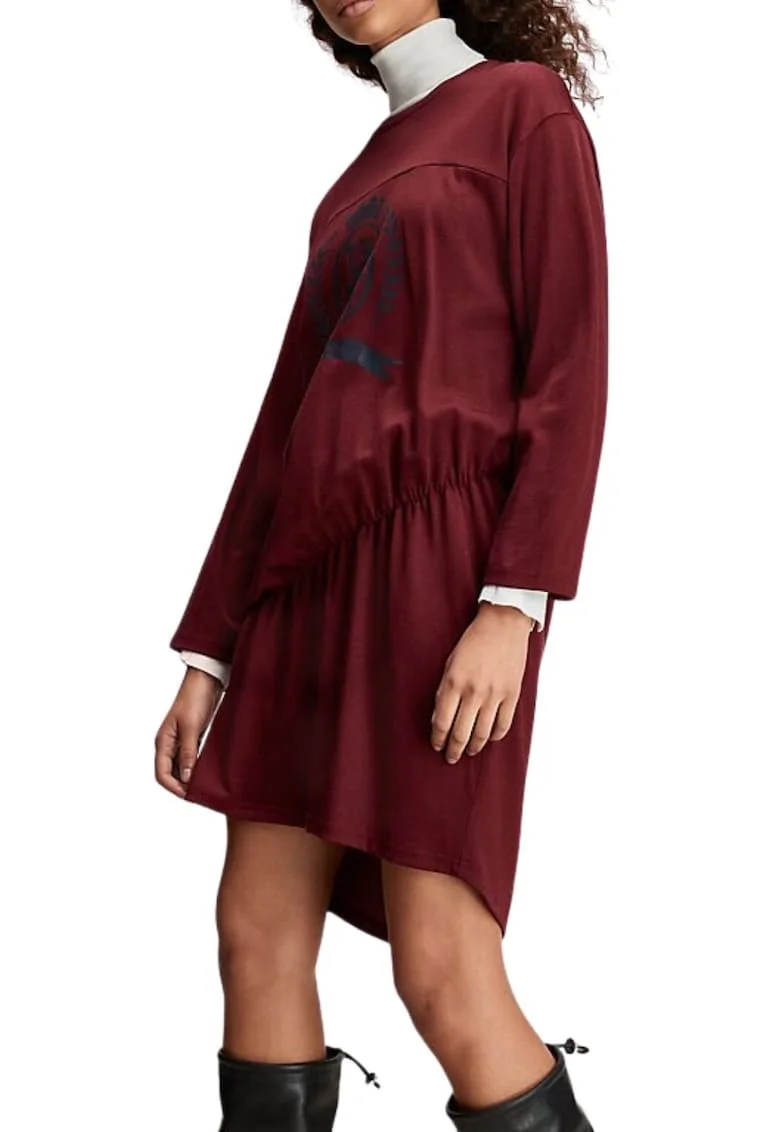 Rochie dama oversize  visiniu, bumbac si viscoza, deasupra genunchiului, maneci scurte,