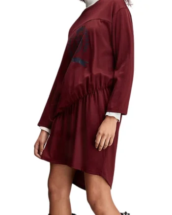 Rochie dama oversize  visiniu, bumbac si viscoza, deasupra genunchiului, maneci scurte,