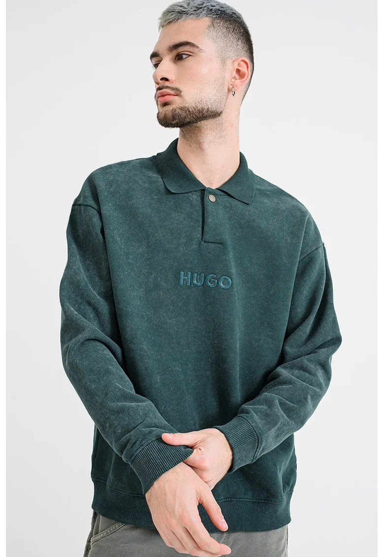 Bluza polo de trening cu logo brodat Delwy, Verde englez