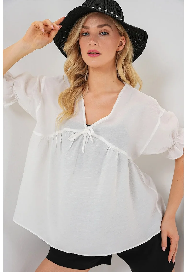 Bluza dama, HiCCUP, Viscoza/Nylon, Alb