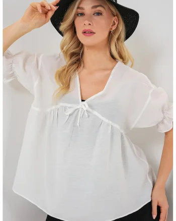 Bluza dama, HiCCUP, Viscoza/Nylon, Alb