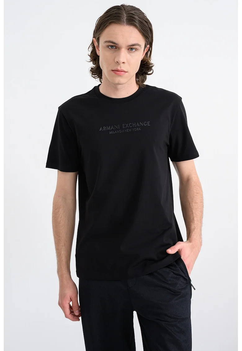 Tricou cu imprimeu logo, Negru