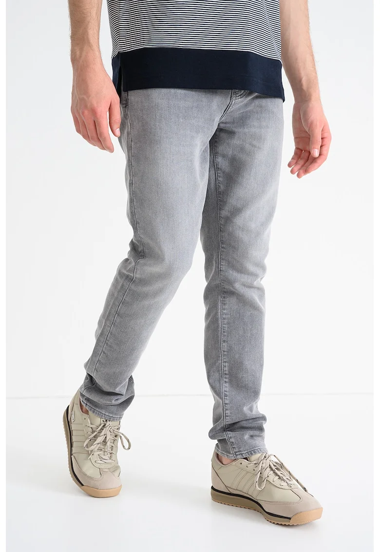 Blugi slim-fit cu aspect decolorat, Gri