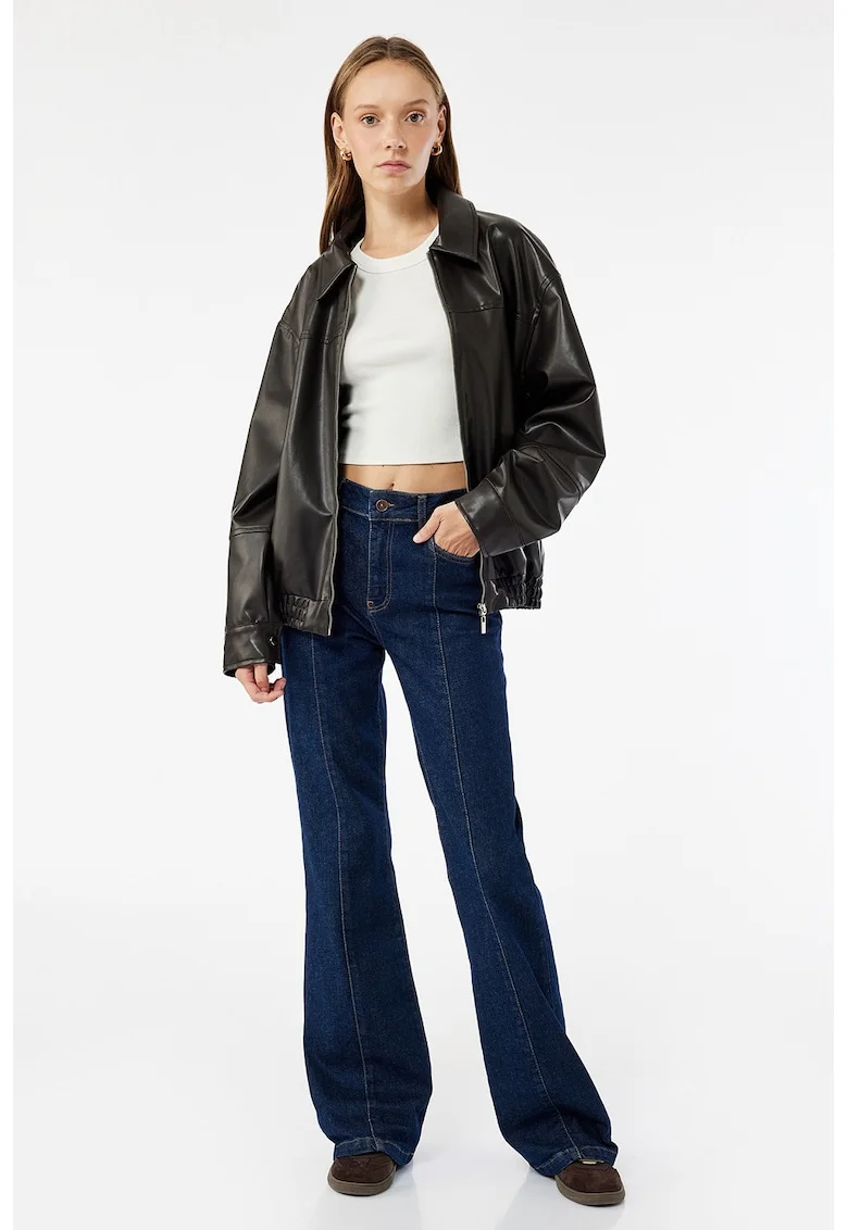 Blugi evazati slim fit Victoria, Albastru melange