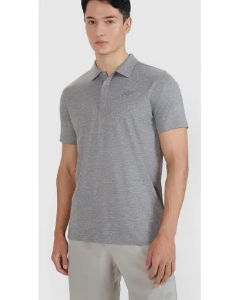 Tricou polo barbati  croiala obisnuita, uscare rapida,gri, material sintetic, Gri deschis