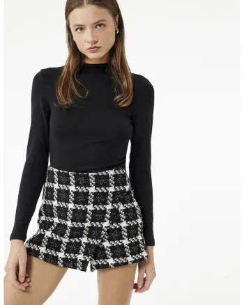 Bluza din amestec de modal cu maneci lungi, Negru